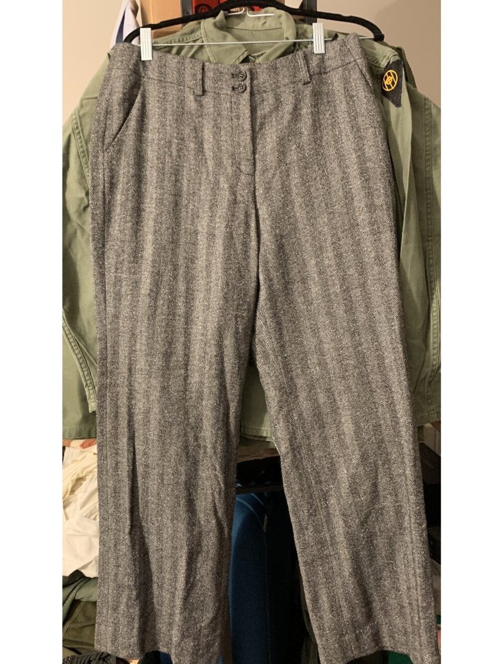 Vintage Louis Feraud Herringbone Twill Wool Casual Lined Slacks - 30"